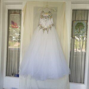 Mary's Bridal Brand D15BP Girl Exquisite Ball Gown Size 8 Bright White Worn Once